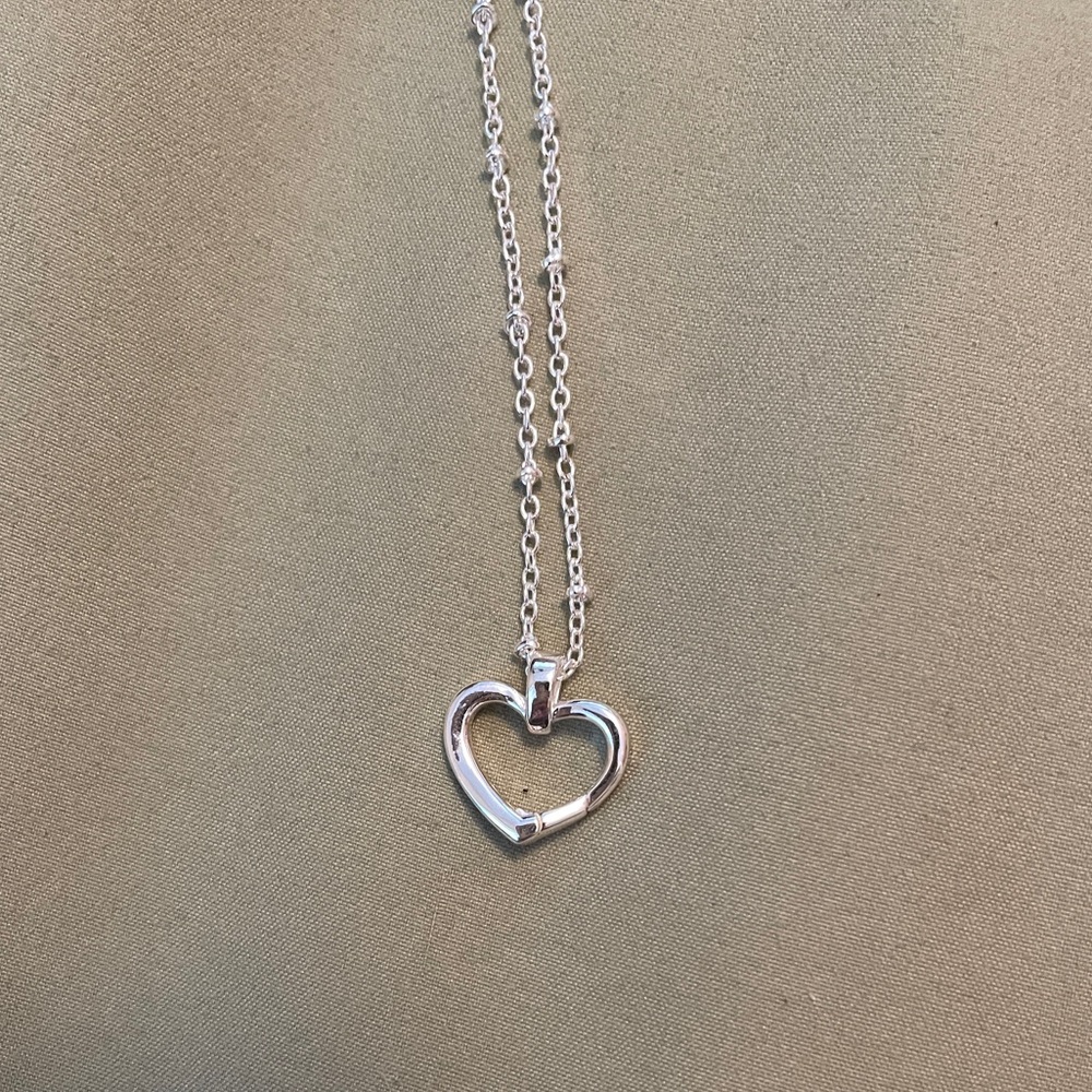 Sterling Silver Heart Pendant Necklace - Silver